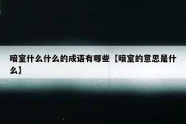 暗室什么什么的成语有哪些【暗室的意思是什么】