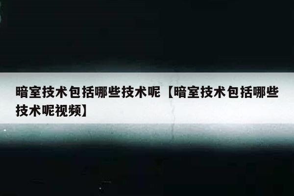 暗室技术包括哪些技术呢【暗室技术包括哪些技术呢视频】